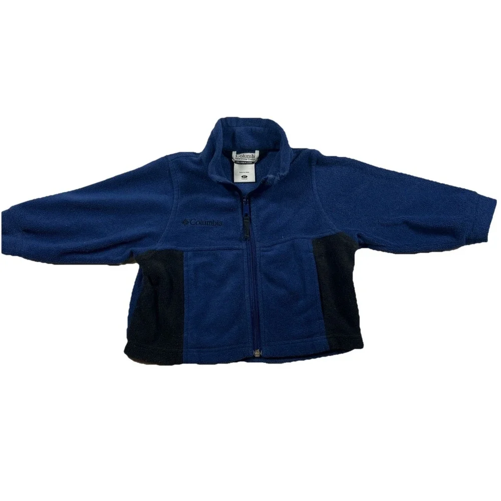 Columbia Fleece Full Zip Colorblock Jacket Blue Navy 2T Unisex Baby Toddler